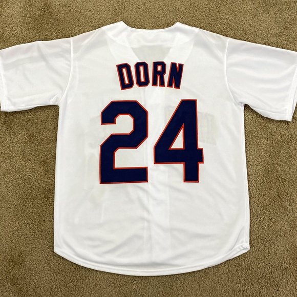 CLEVELAND INDIANS #7 TAYLOR , #24 DORN Sewn Jersey WHITE - Picture 13 of 16